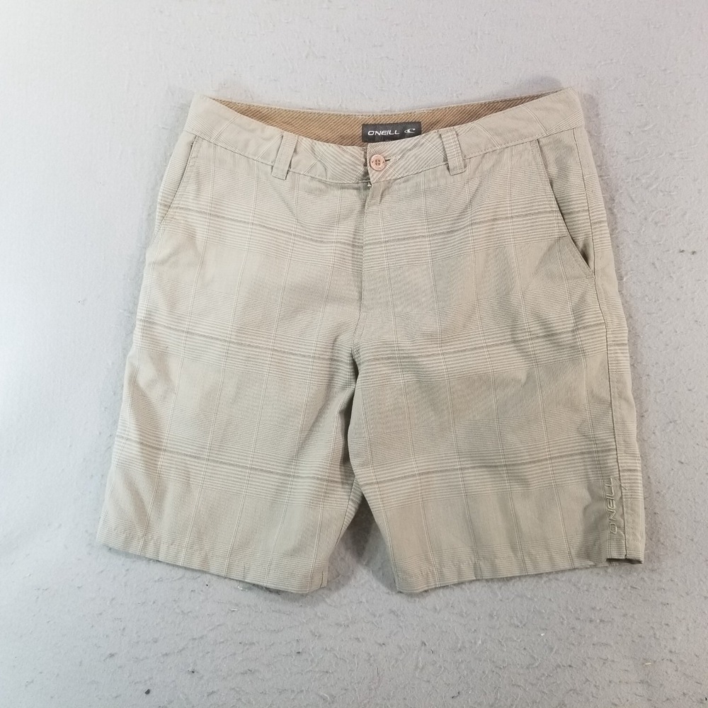 O'Neal shorts men's 34x10 beige plaid Bermuda outdoor Beach surf